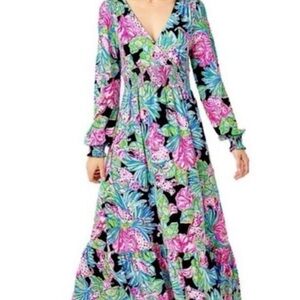 Lilly Pulitzer Vibrant Floral Long Sleeve Dress